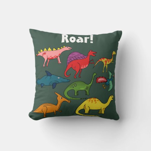 Roar Dinosaur Throw Pillow