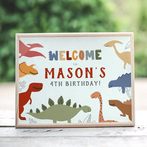 Roar Dinosaurs Boy Birthday Party Welcome Sign