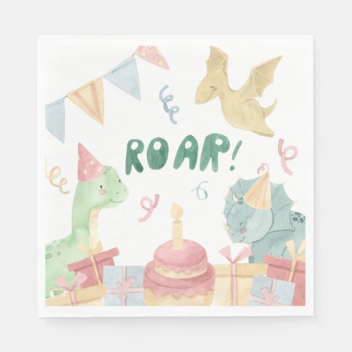 Roar Dinosoar Birthday Napkins Dino Birthday Party