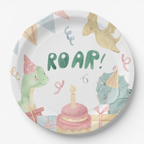 Roar Dinosoar Birthday Plates Dino Birthday Party