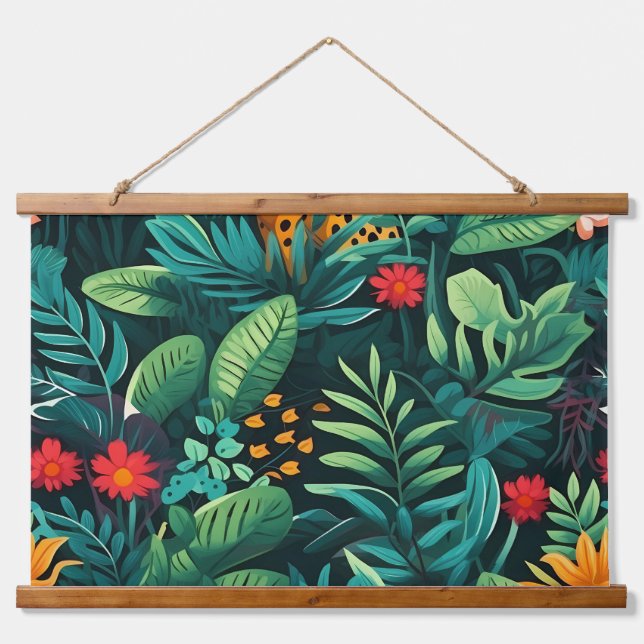 Roar & Explore Rainforest Botanical Hanging Tapestry (Front)