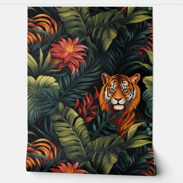 Roar & Explore Rainforest Botanical Wallpaper (Unrolling)