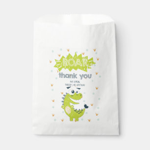ROAR Green Dinosaur Birthday Thank you Favor Bag