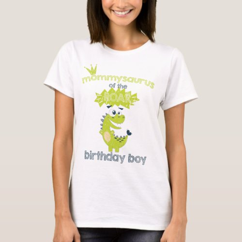 ROAR Green Personalized Dinosaur Birthday Mom T_Shirt