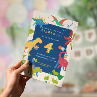 Roar I’m Four Boy Birthday Party Invite