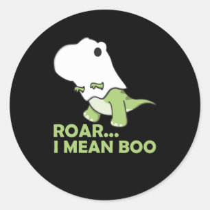 Roar I Mean Boo Cute Kawaii Halloween T-Rex Ghost Classic Round Sticker