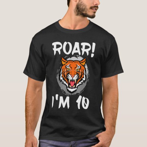 Roar Im 10 Tiger Animal Themed Birthday Party Cel T_Shirt