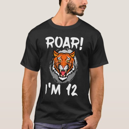 Roar Im 12 Tiger Animal Themed Birthday Party Cel T_Shirt