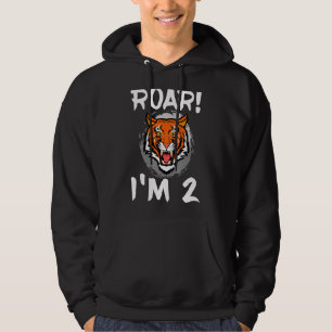 Roar I'm 2 Tiger Animal Themed Birthday Party Cele Hoodie
