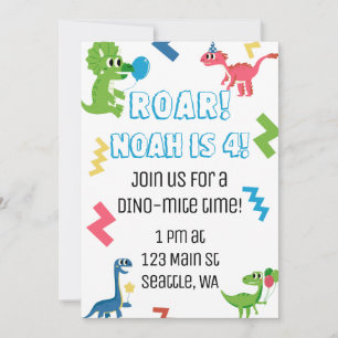 Roar I'm 4 Dinosaur Birthday Party Invitation
