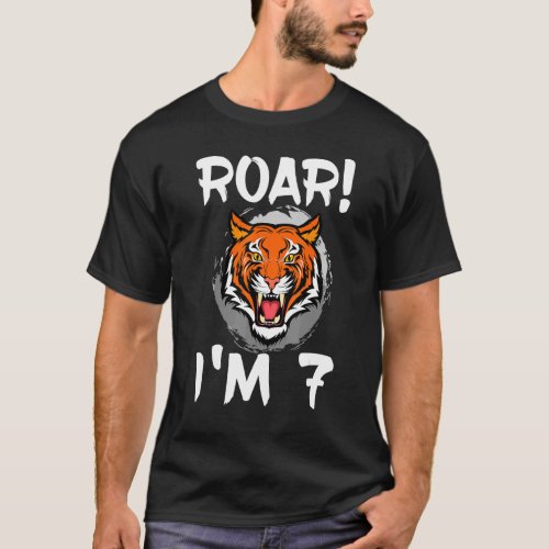 Roar Im 7 Tiger Animal Themed Birthday Party Cele T_Shirt