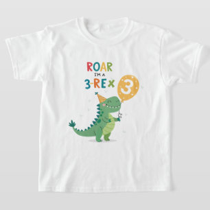 Roar I'm a 3-Rex Kids Third Birthday Party T-Shirt