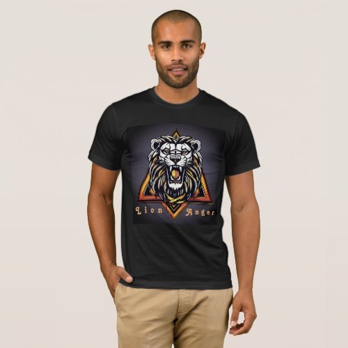 Roar in Style Geometric Lion logo Mens Black t_sh T_Shirt