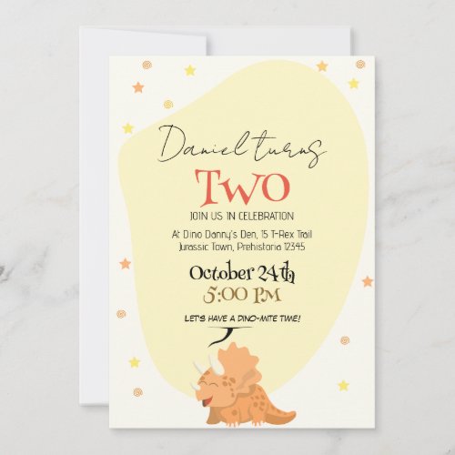 Roar into Fun Kids Adorable Dino_Themed Birthday Invitation