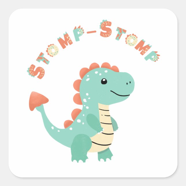 Roar into Fun with a Dino-Mite Party! Square Sticker (Front)