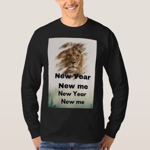Roar into the New Year Stylish Lion Head Design  T_Shirt