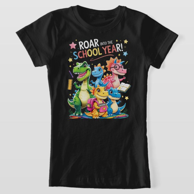 Roar into the School Year – Cute Dinosaur Back to  T-Shirt (Laydown)