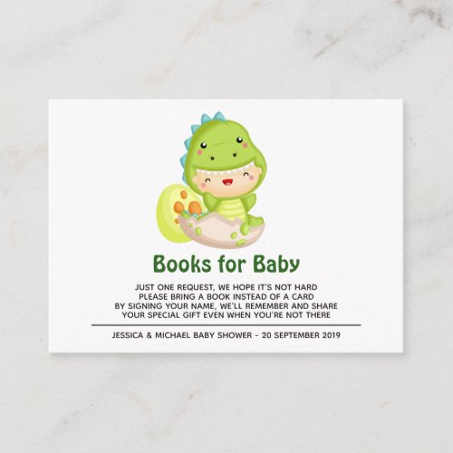 Roar Its A Dinosaur Baby Shower Books For Baby Enclosure Card