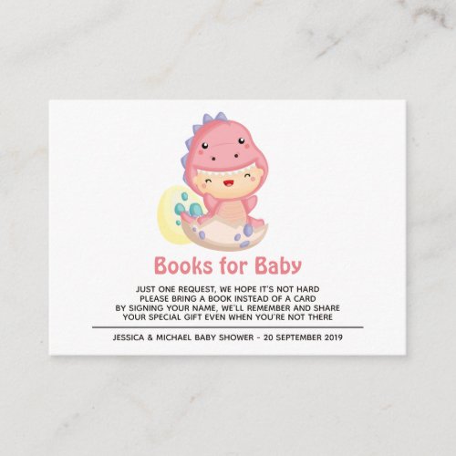 Roar Its A Dinosaur Baby Shower Books For Baby Enclosure Card