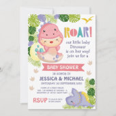 Roar It's A Girl Dinosaur Baby Shower Invitation (Front)