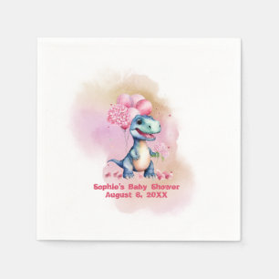 Roar It's A Girl T-Rex Baby Dinosaur Pink Napkins