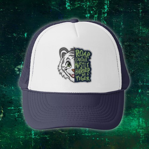 Roar Louder Hustle Harder Tiger  Trucker Hat