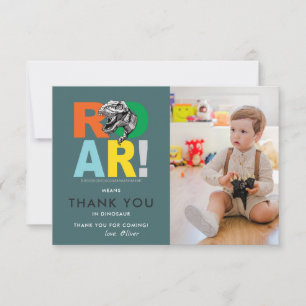 Roar Means Thank You Dinosaur Thank You Photo Card