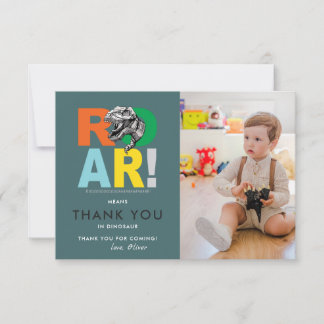 Roar Means Thank You | Dinosaur Thank You Photo Card