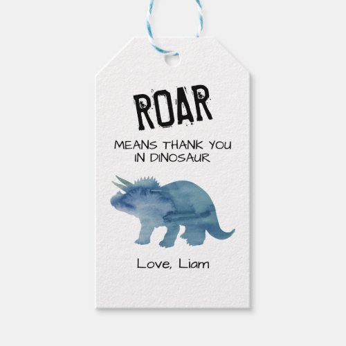 Roar Means Thank You in Dinosaur Gift Tags