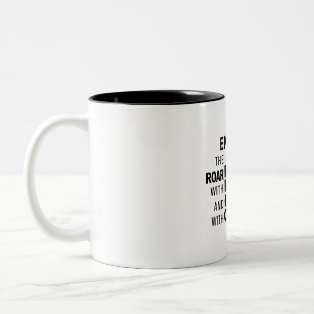 "Roar of Resilience Mug: Empowering Every Sip" Two-Tone Coffee Mug (Left)