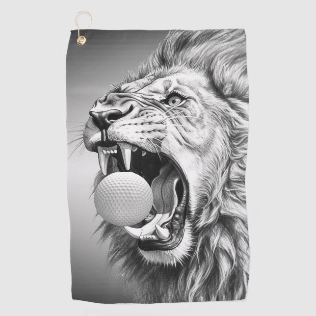 Roar of the Lion Hold Golf Ball Golf Towel (Front)