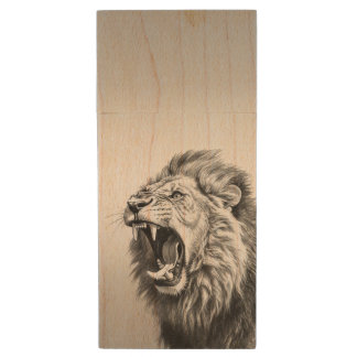 Roar of the Lion Wood Flash Drive