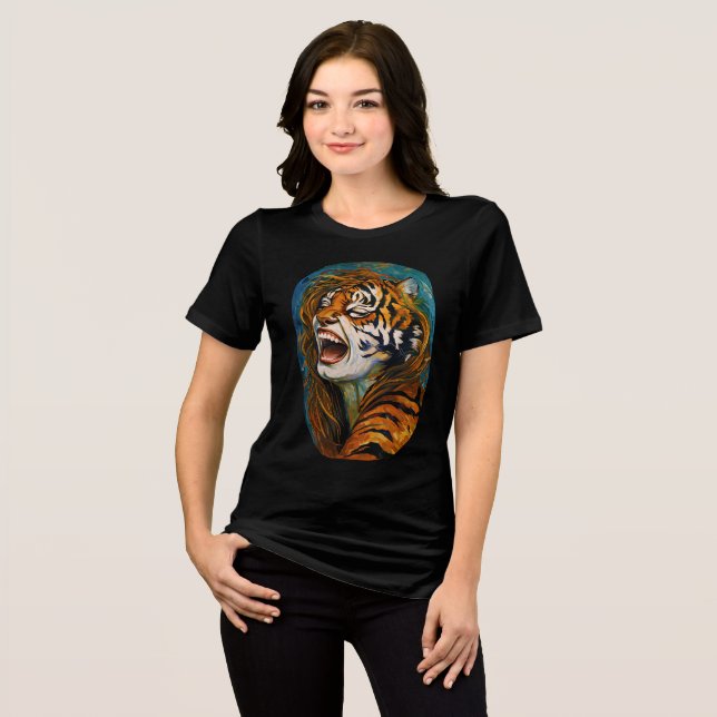 Roar of the Wild Heart – Colourful Tigress      Tri-Blend Shirt (Front Full)