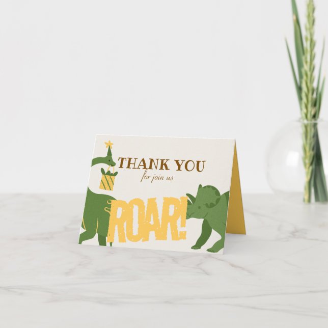 Roar Party Animals Birthday Letterpress Thank You Card (Front)