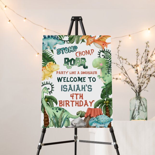 Roar Party Like a Dinosaur Welcome  Foam Board (In Situ (Stand))