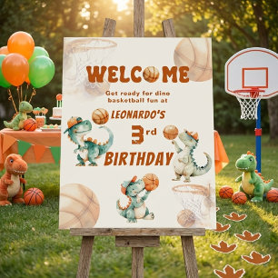 Roar & Score Basketball Dino Boy Birthday Welcome  Foam Board
