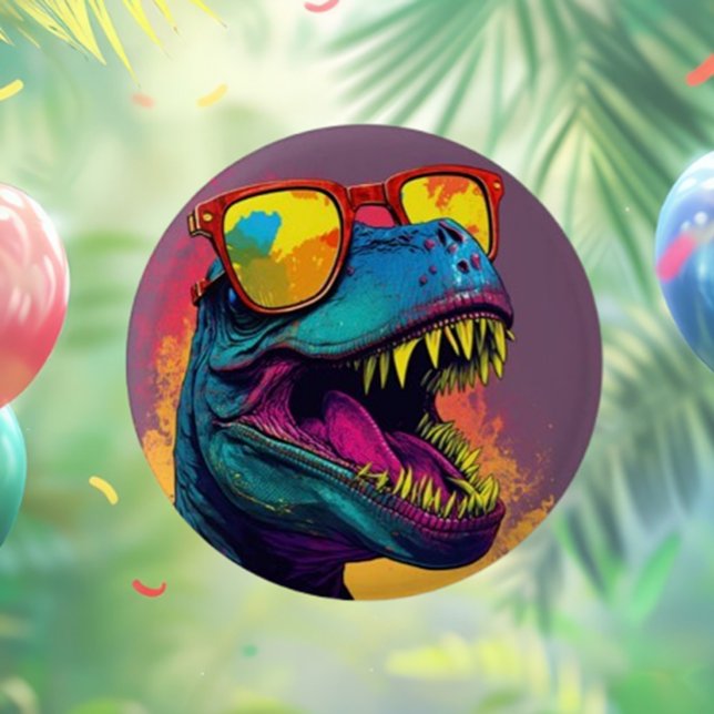Roar-some Birthday Fun Button (Celebrate your child's special day with our Dinosaur Blue T-Rex Roar-some Birthday Fun Button!)