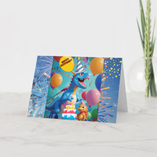 Roar-some Birthday Wishes T-Rex Dinosaur Card