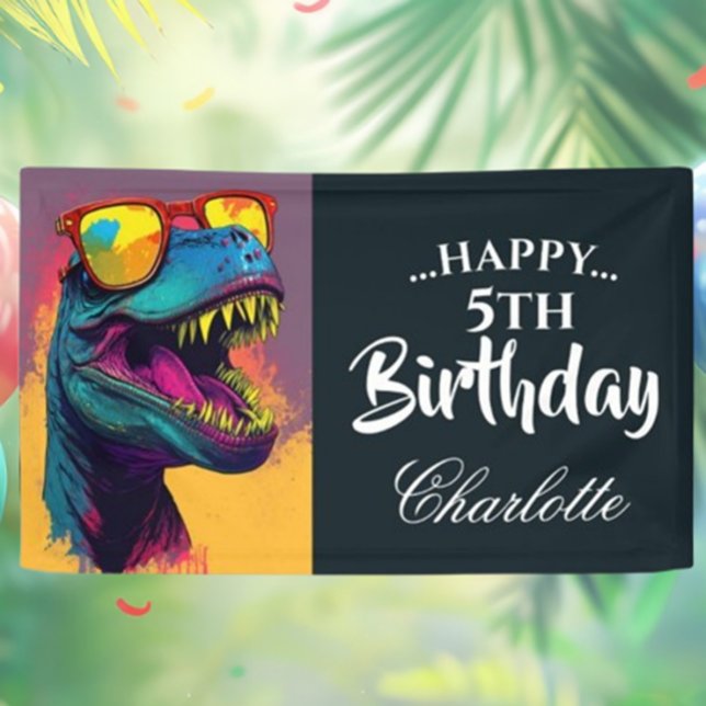 Roar-some Blue Dinosaur Birthday Banner ( Ignite their imagination and let the adventure begin. Get yours now to add a roar of excitement!)
