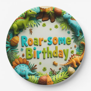 Roar-some Dinosaur Birthday Party Paper Plate