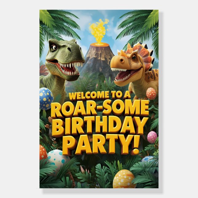 Roar-some Dinosaur Birthday Party Welcome Poster (Front)