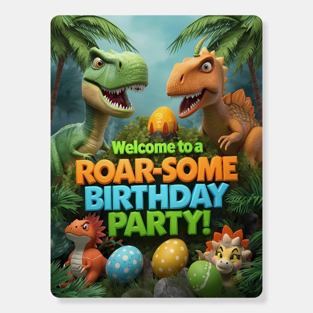 Roar-some Dinosaur Birthday Party Welcome Poster (Front)