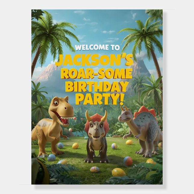 Roar-some Dinosaur Birthday Party Welcome Poster (Front)