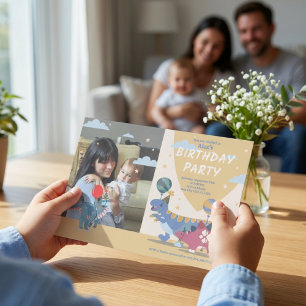 Roar-Some Dinosaur Party Photo Design for Kids Invitation