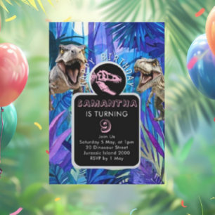 ROAR-some Girl Dinosaur Birthday Party Invitation