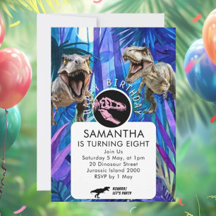ROAR-some Girls Dinosaur Birthday Invitation