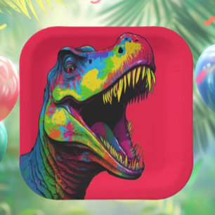  Roar-some Red dinosaur Paper Plates