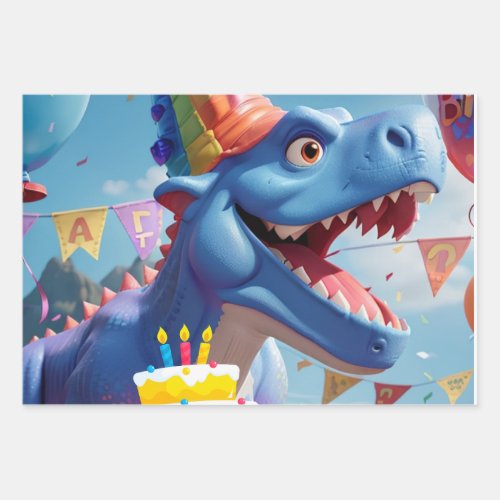 Roar_some T_Rex Birthday Party Wrapping Paper