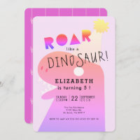 ROAR T-Rex Dinosaur Neon Pink Girl's Birthday