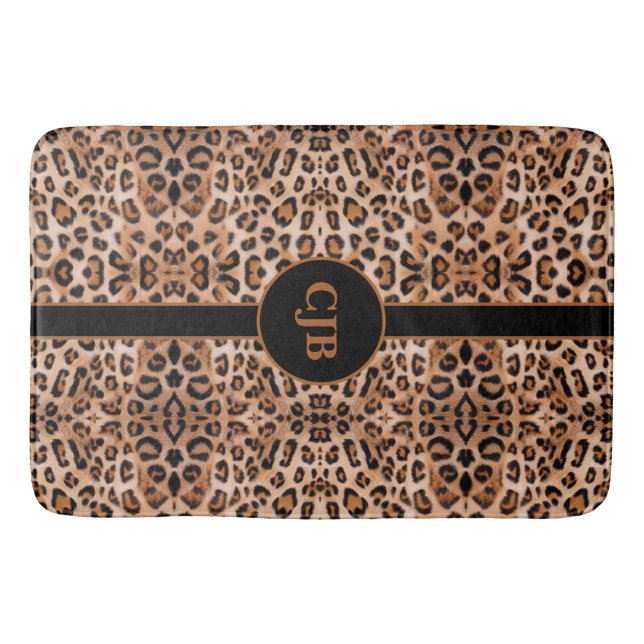 Roar with Style: Custom Leopard Print Bath Mat  (Front)